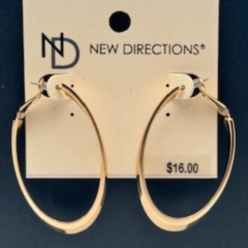 New Directions Gold-Toned Oval Hoop Earrings - Picture 2 of 4